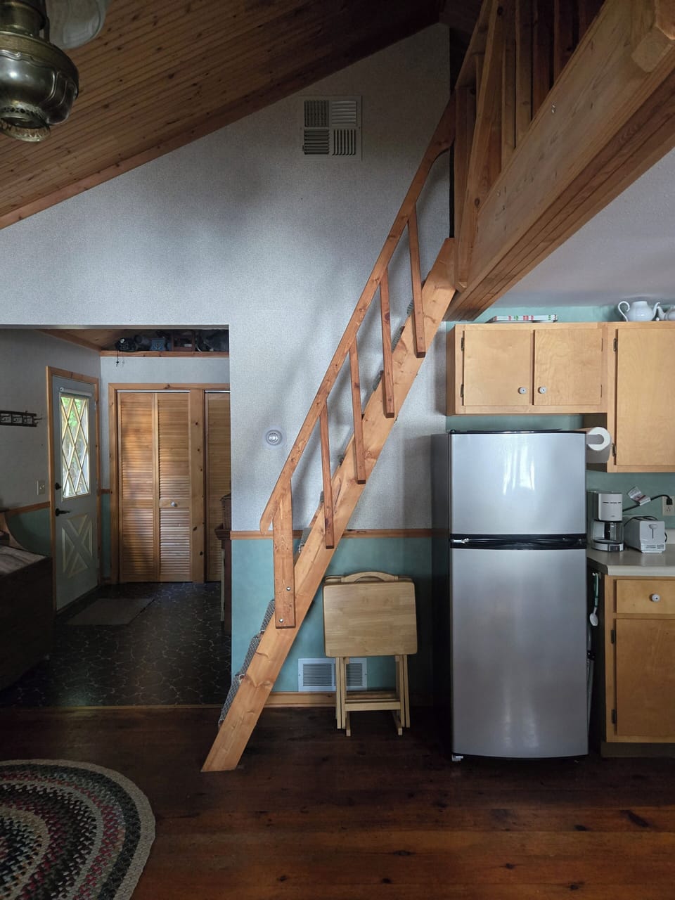 Side view of ladder to loft. Go down facing loft one step at a time.