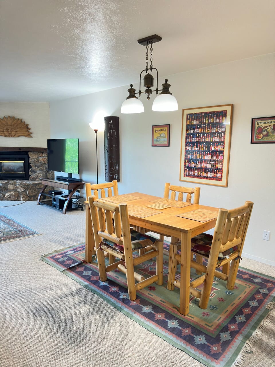 Open-concept dining area seats six and connects to living room and kitchen