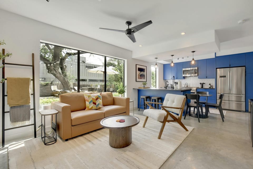 Living room space with natural lighting for a calm sun filled morning