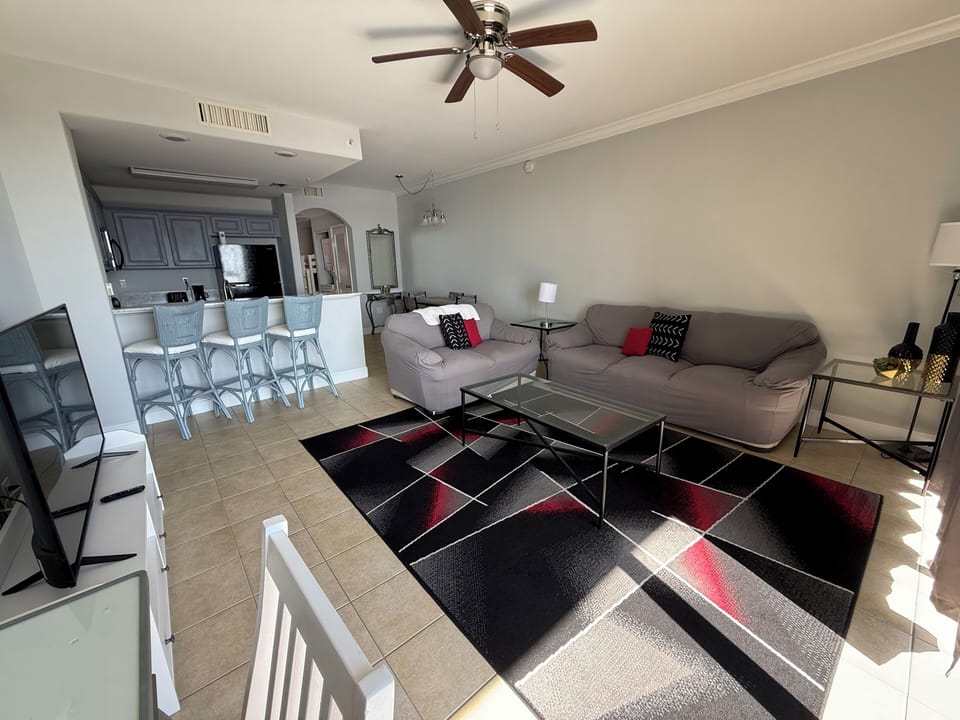 Living Room with view into Kitchen