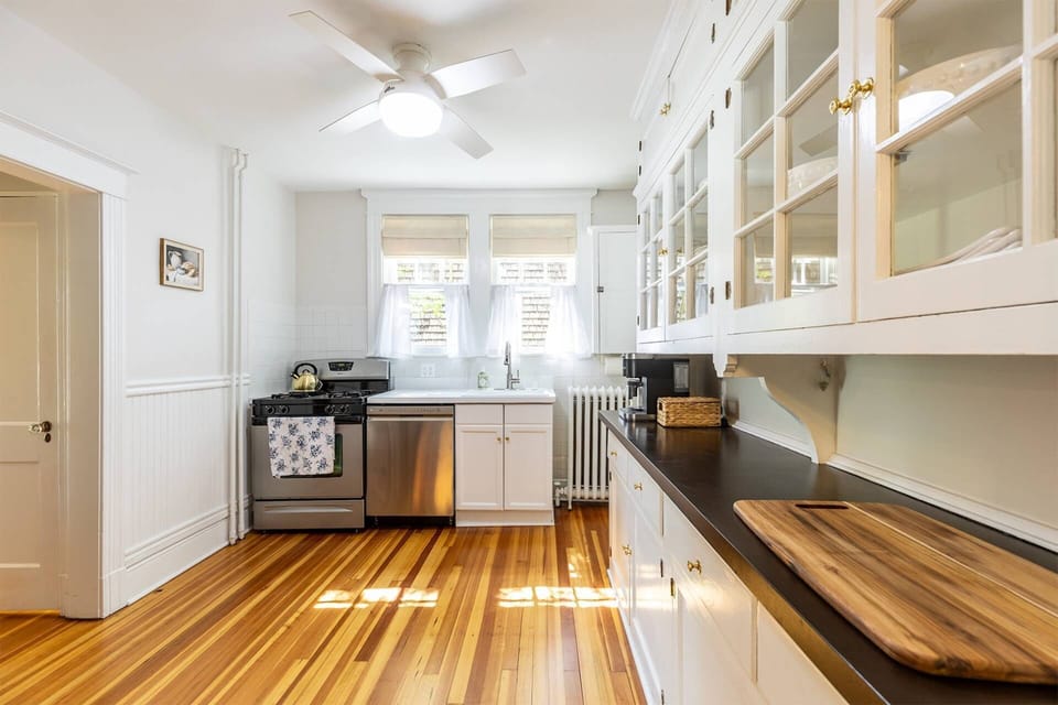 There's plenty of cookware and counter space to cook for your family and your Mid!