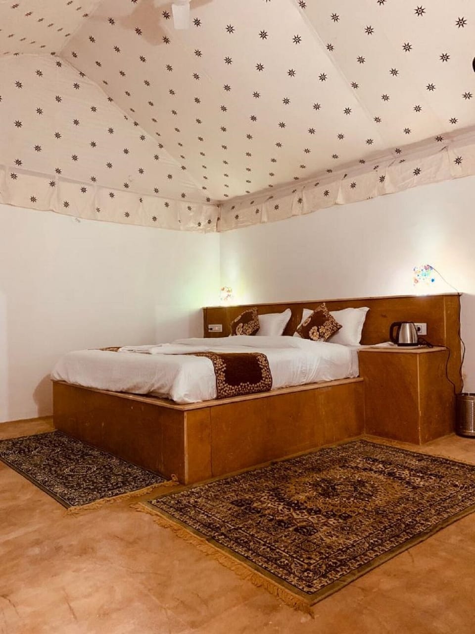 Luxury Tent, Desert View | Egyptian cotton sheets, premium bedding, memory foam beds, desk