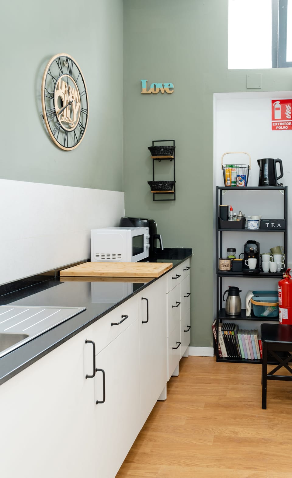 Shared fridge, microwave, electric kettle