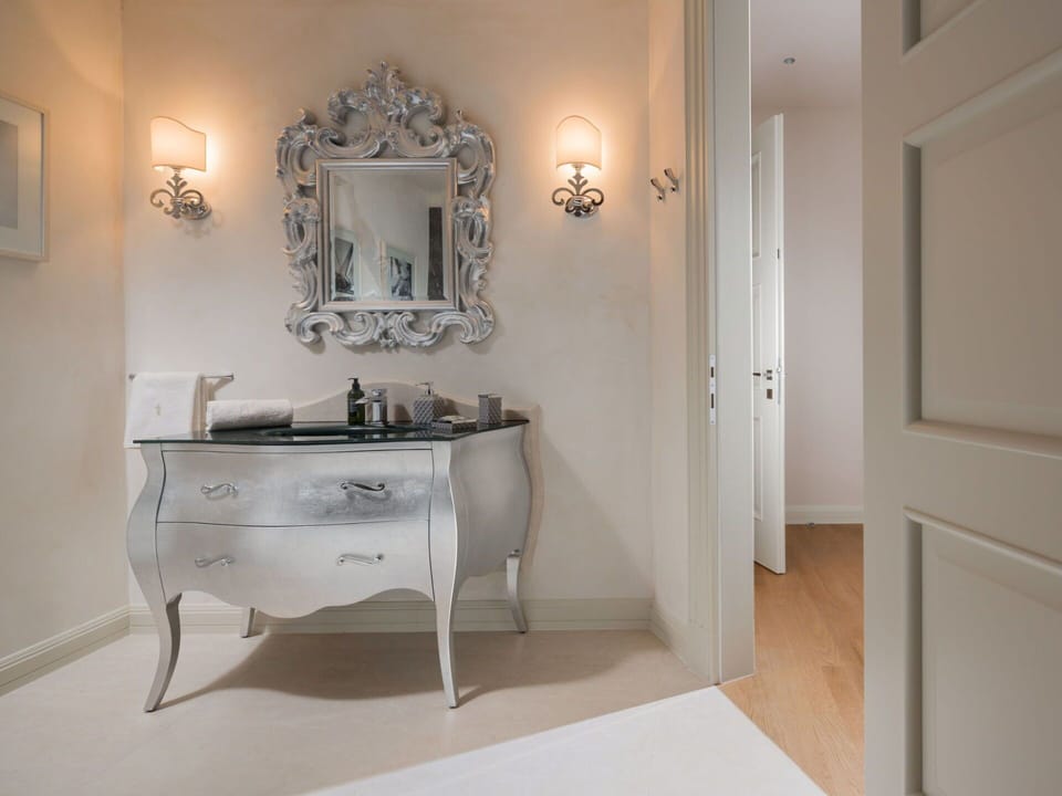 Interior Design, Furniture, Flooring, Floor, Cabinetry, Drawer, Plumbing Fixture, Home, Mirror, Lighting