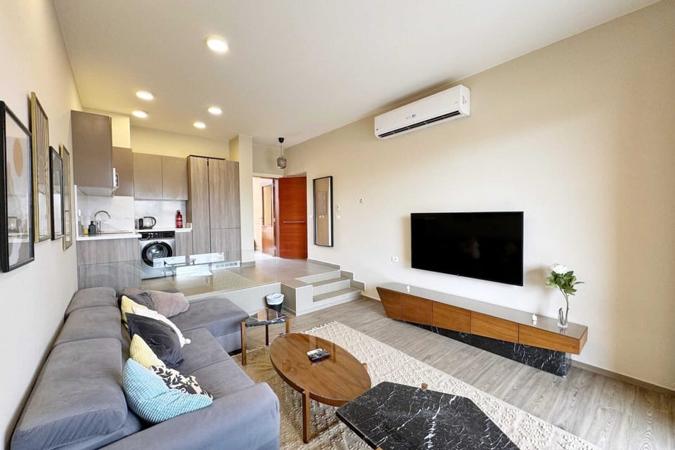Basic Apartment | Living area | 55-inch Smart TV with cable channels