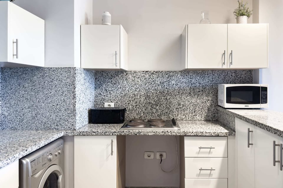 Basic Apartment | Private kitchen | Fridge, microwave, oven, stovetop