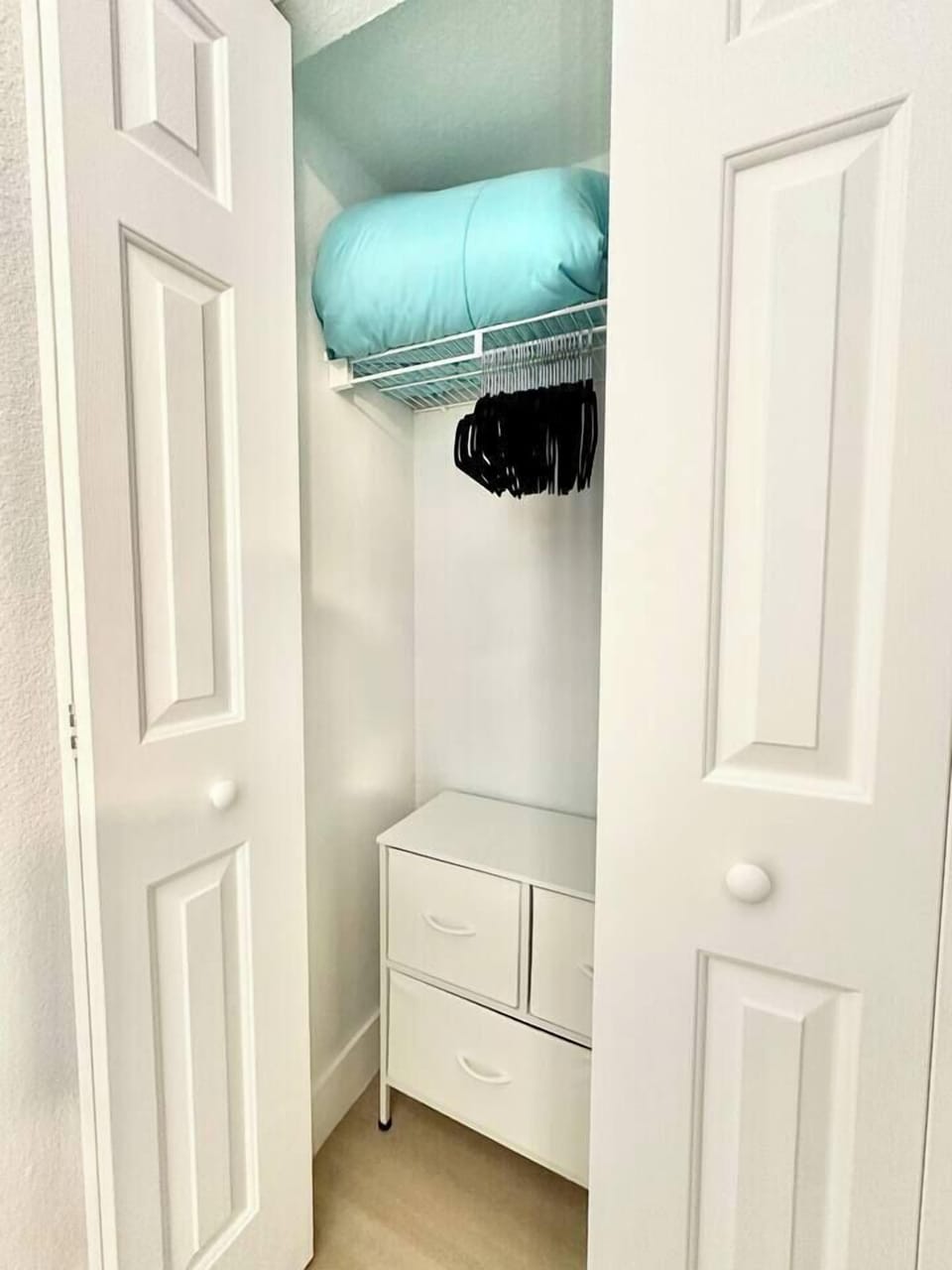 Each closet includes extra pillows and covers so everyone can sleep just the way they like it.