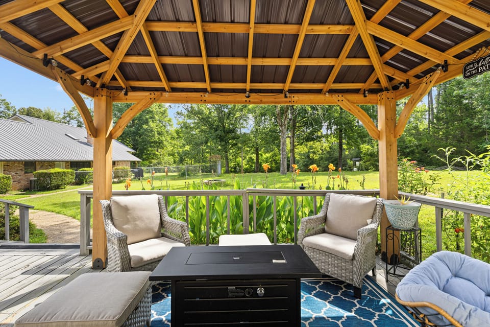Another view of the private gazebo for morning coffee or evening star gazing