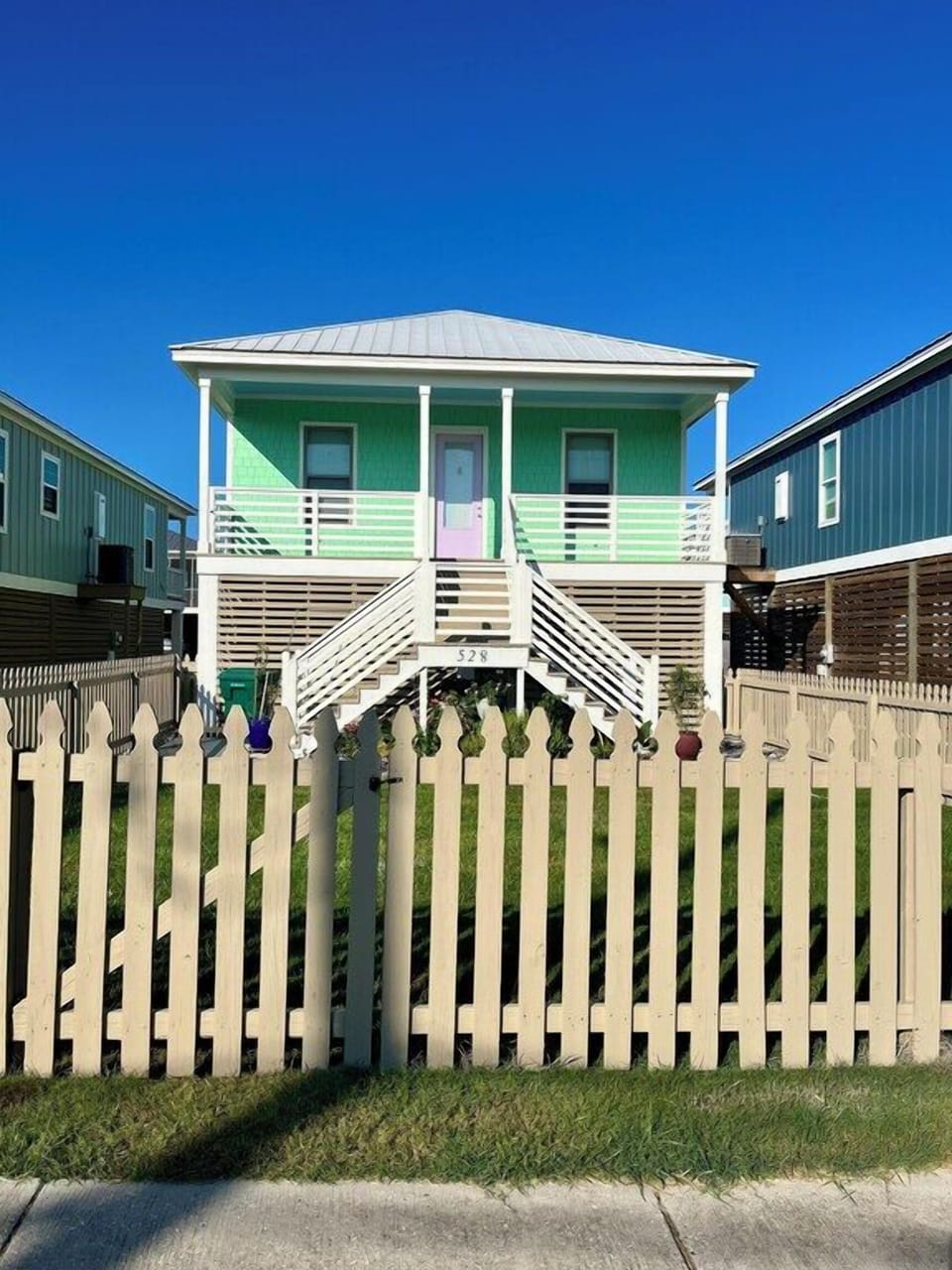 The fenced in front yard
