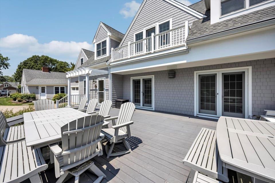 This oversized deck is perfect for morning coffee, afternoon lounging, or evening dinners.