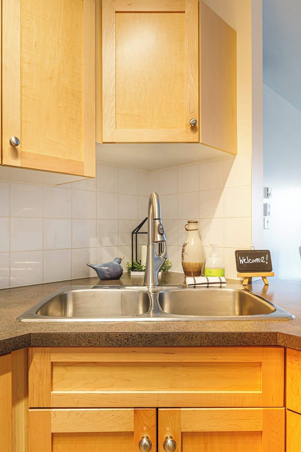 Clean and practical sink space.