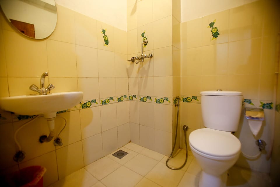 Shower, free toiletries, slippers, towels