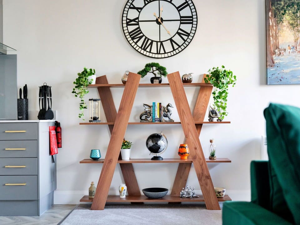 Furniture, Shelving, Shelf, Wood, Interior Design, Bookcase, Flooring, Home, Flowerpot, Room