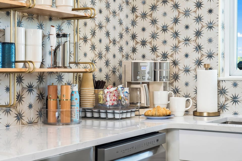 Brew your coffee and grab a pastry right here before anyone else in the group is even awake.