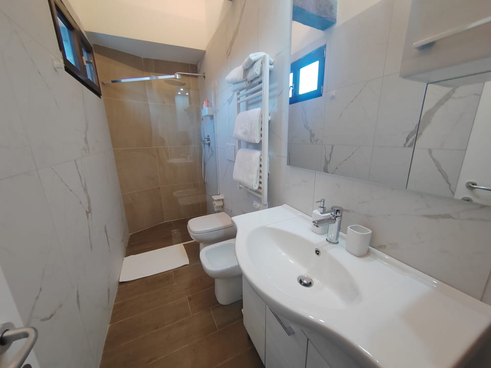 Superior Double Room | Bathroom | Shower, hair dryer, towels, soap
