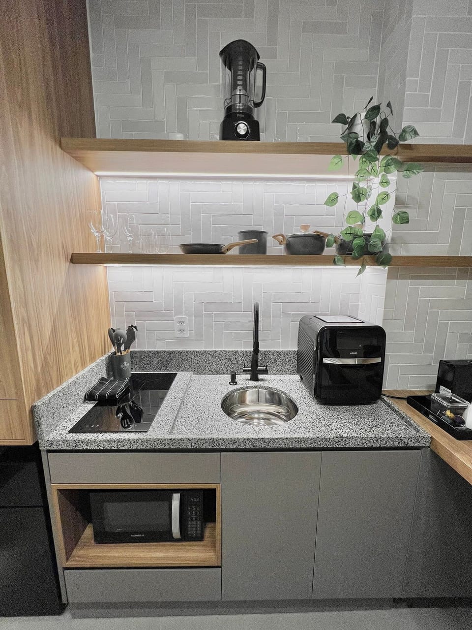 Deluxe Studio | Private kitchen | Mini-fridge, microwave, stovetop, cookware/dishes/utensils