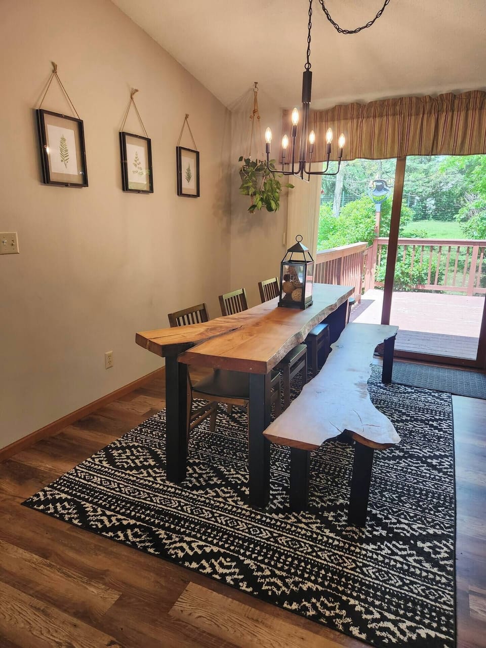 Options abound with an "indoor-outdoor" dining experience with the walk-out door