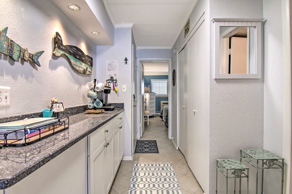 Hallway | Coffee Bar | Full Bathroom