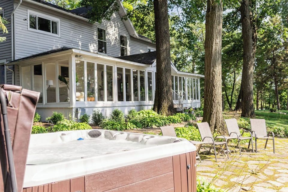 Hot tub with lake view