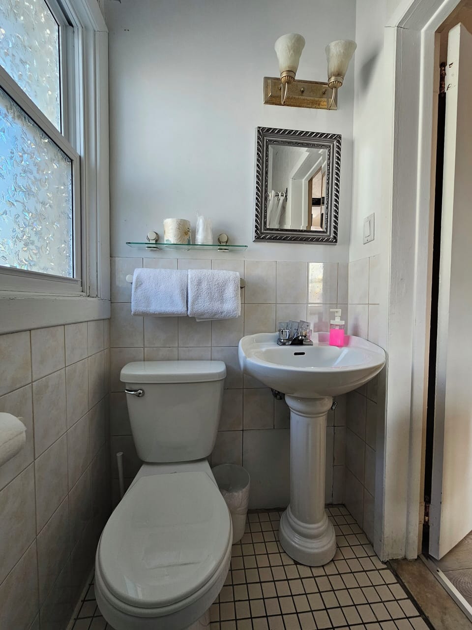 Basic Double Room, 2 Double Beds | Bathroom | Shower, towels, soap, shampoo