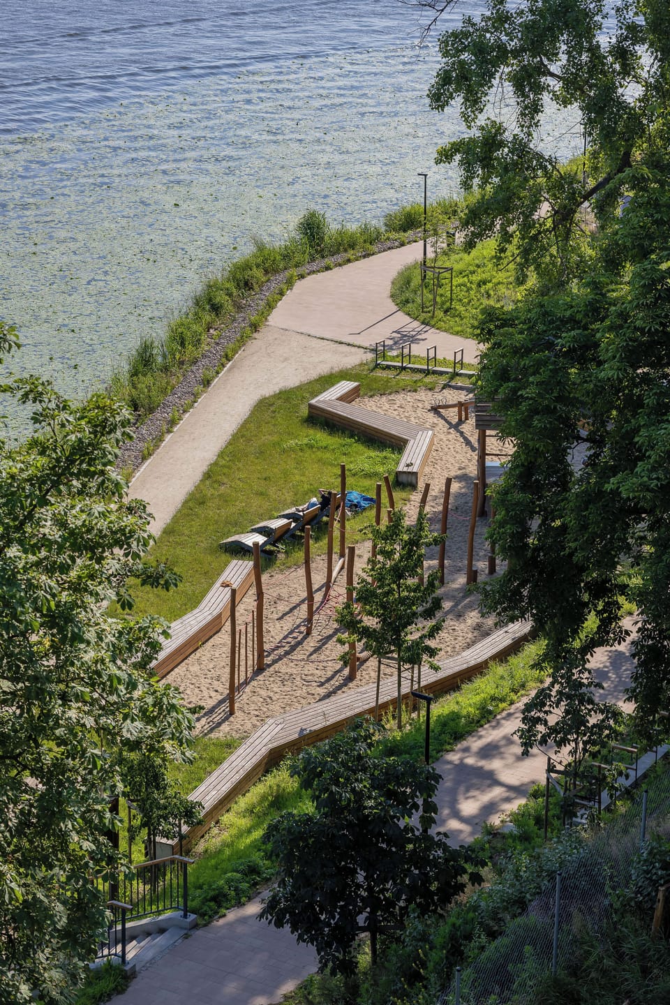 A nearby playground and walking paths offer great opportunities for outdoor activities.