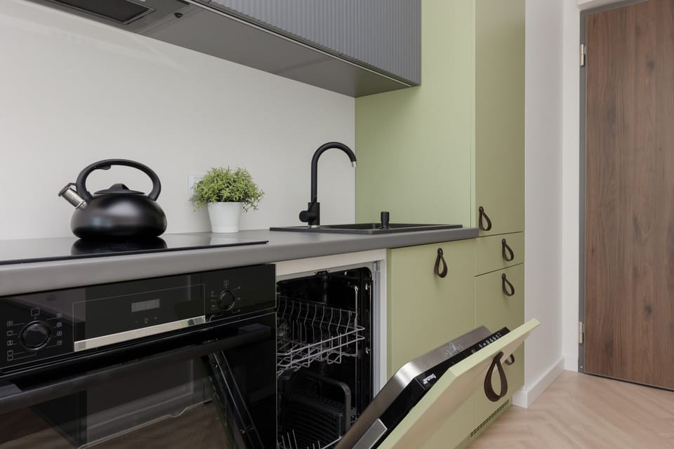 Studio with kitchenette.