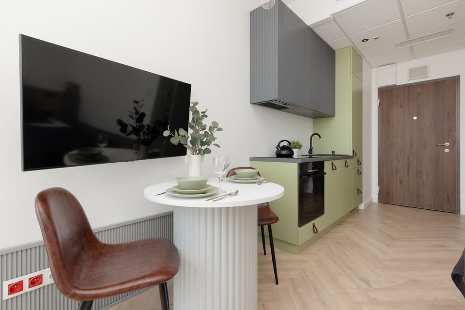 Living area with television.