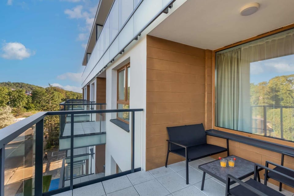 Stylish balcony, where the guests can relax.