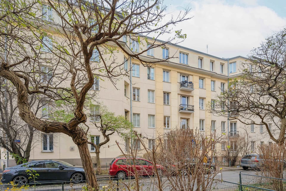 The building's surroundings. 