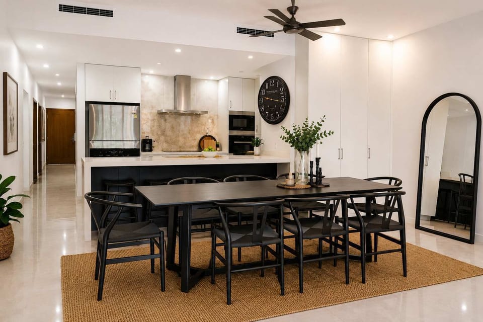 Designer kitchen with space to cook, dine & entertain