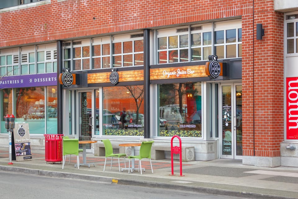 Fresh pressed juices and healthy morning grabs right around the block along Store and Swift Streets.