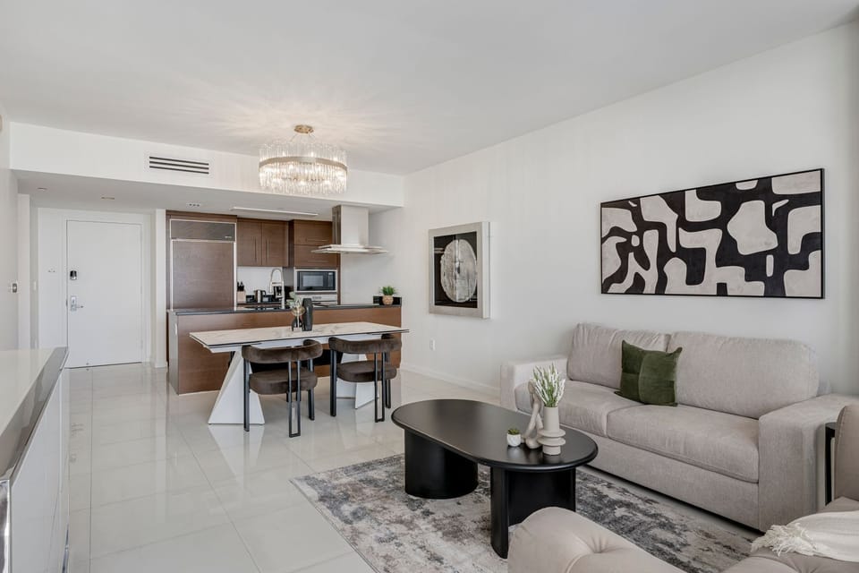 Spacious open concept dinning and living area.