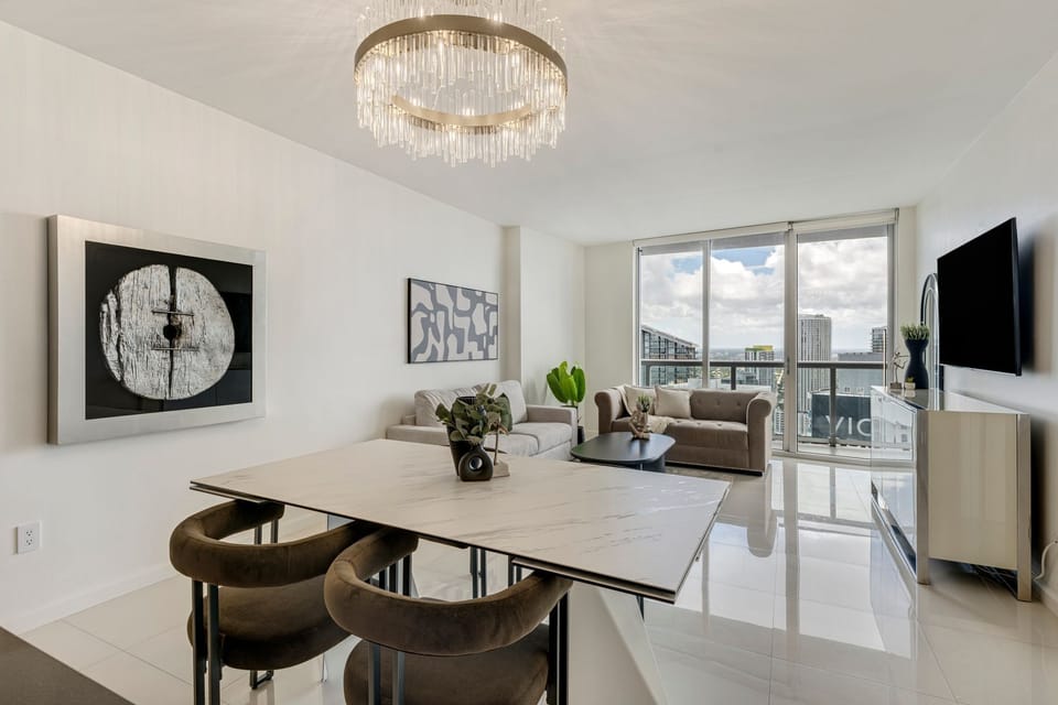 Stylish dining and living room, perfect for entertaining and relaxing.