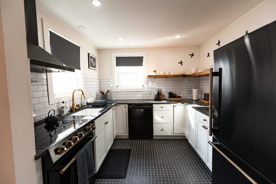 Kitchen is a mix of the modern and rustic 