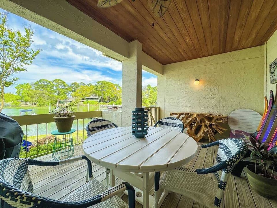Private Porch with Lagoon Access