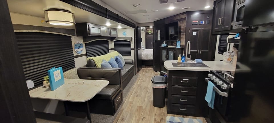 Comfortable living space for relaxing after a day at the beach