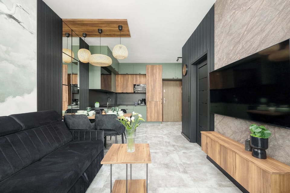 Modern TV in the apartment. 