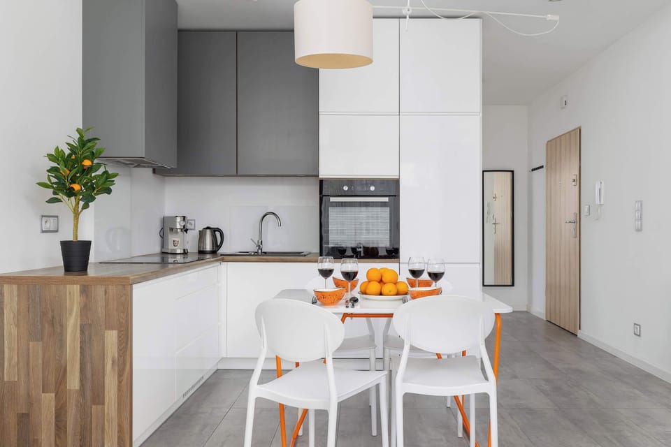 The kitchenette's practical layout maximizes space and functionality.