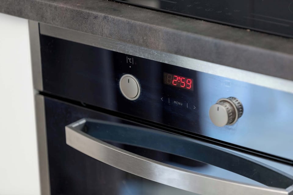 Close-up of the built-in oven – part of the fully equipped kitchenette.