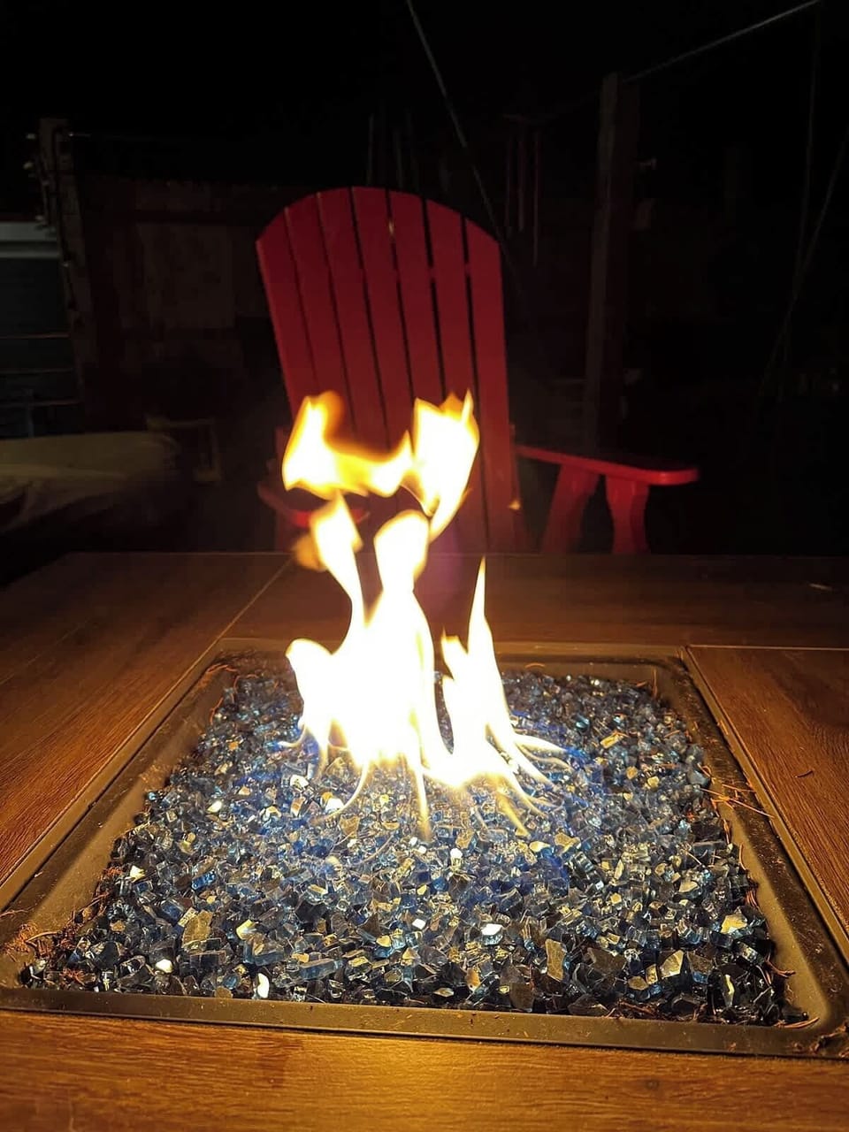 There is a gas fire pit on the deck for you to enjoy.
