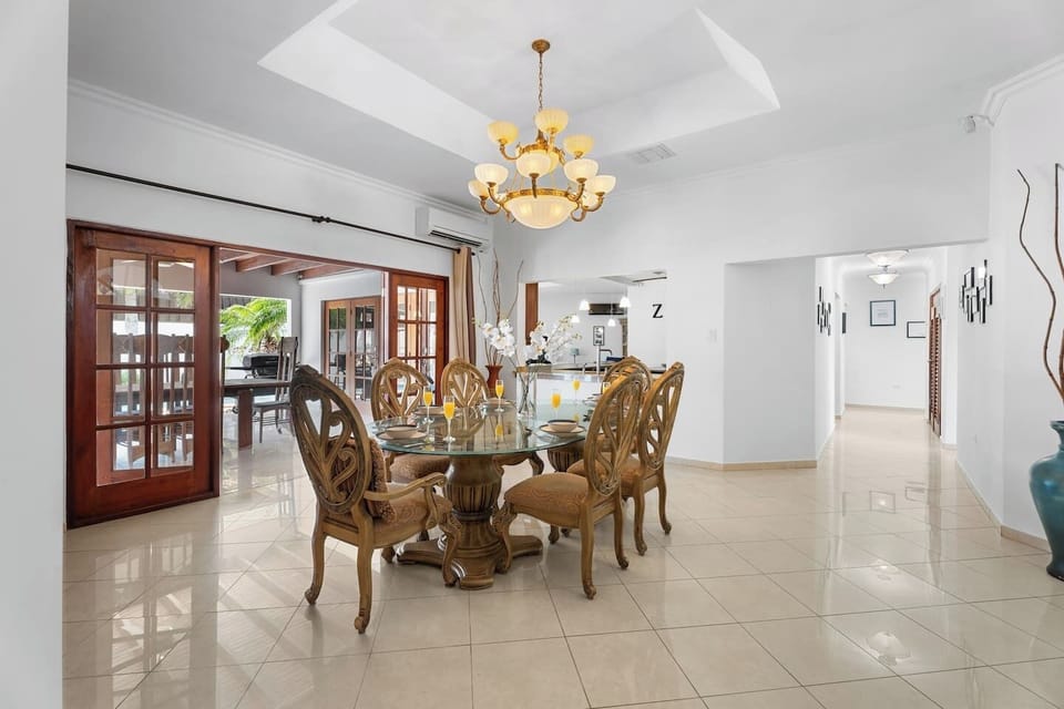 With plenty of space and air conditioning, the dining room is a great place to cool off and enjoy meals together as a group.