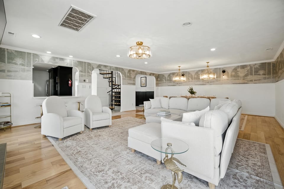 Living Room in Unit A has seating for 10 people