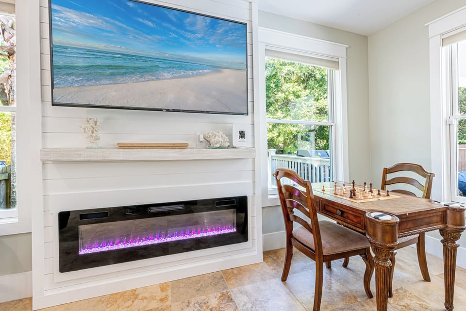 Game Table & Electric Fireplace