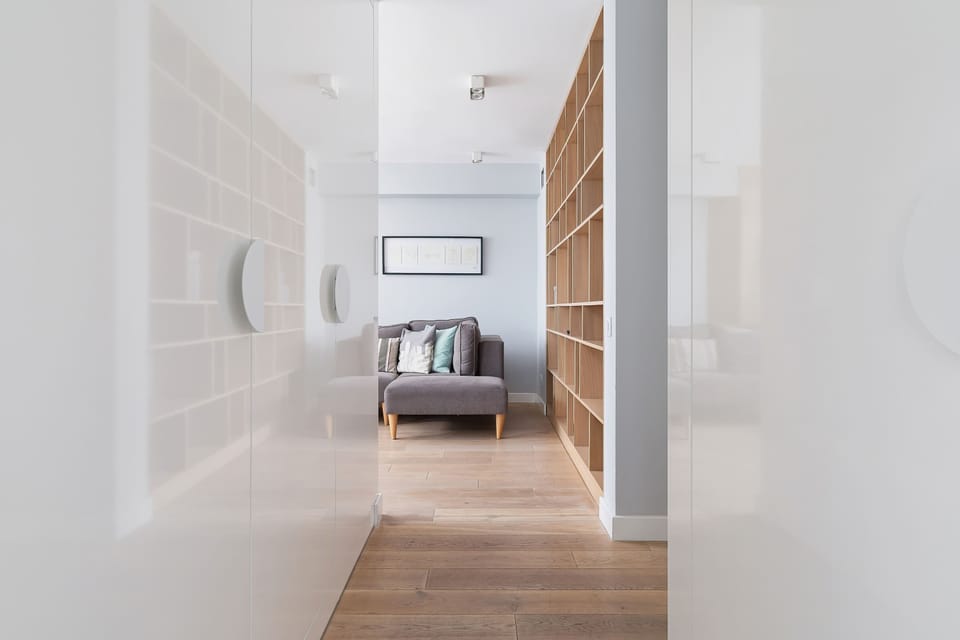 Hallway with a closet.
