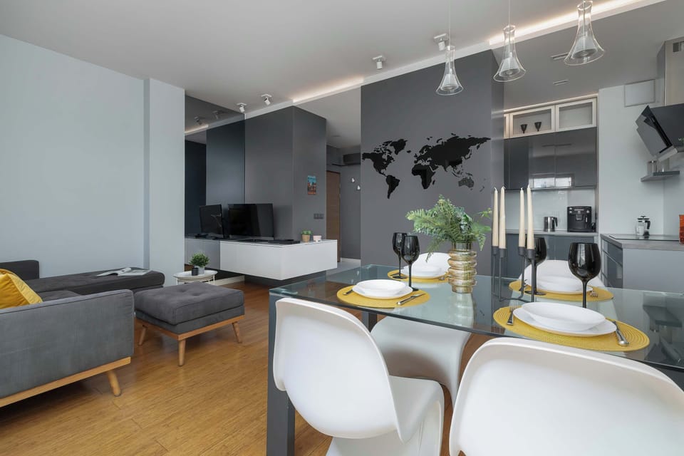 Stylish dining table set with minimalistic décor.