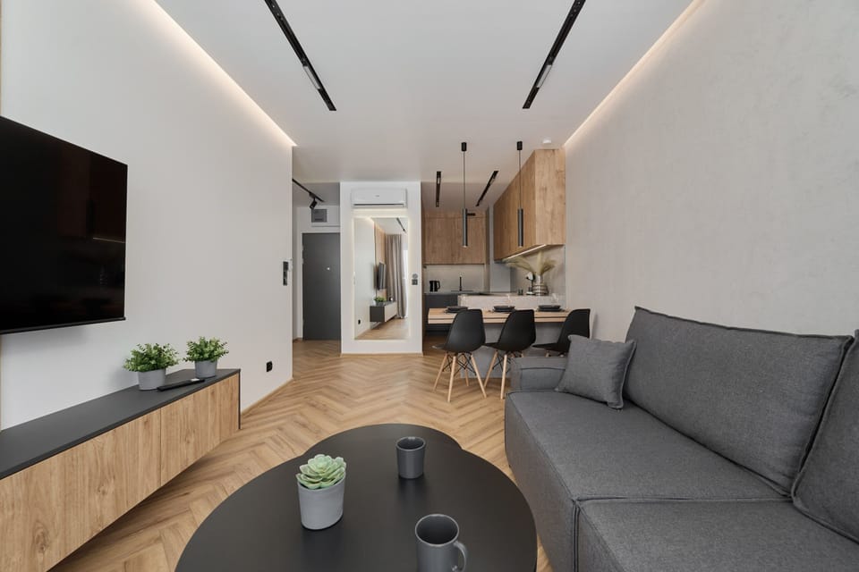 Living room with double sofa bed.