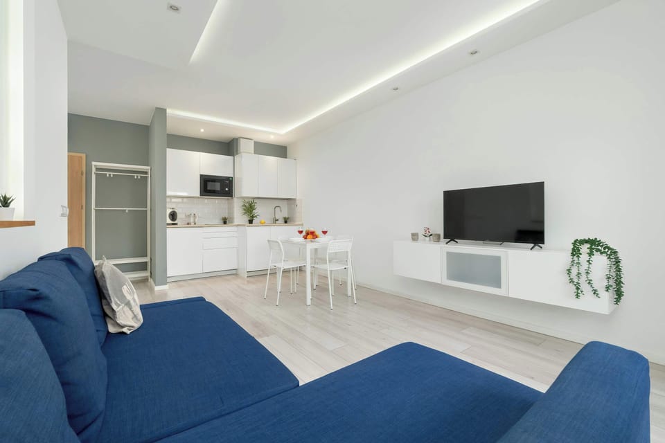 The living area flows seamlessly into the kitchen and dining space, creating a cohesive open-plan layout.