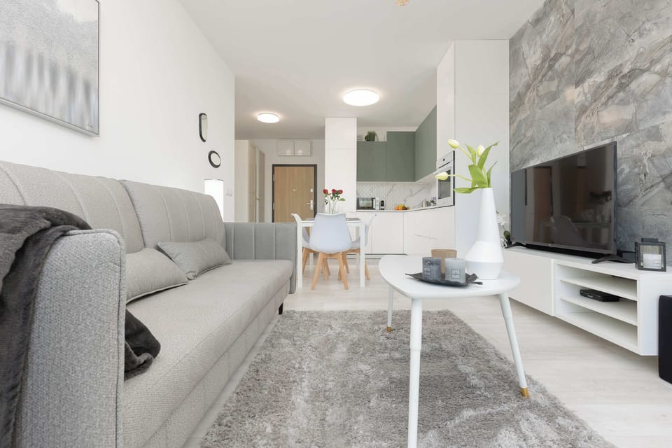 Living room with coffee table.
