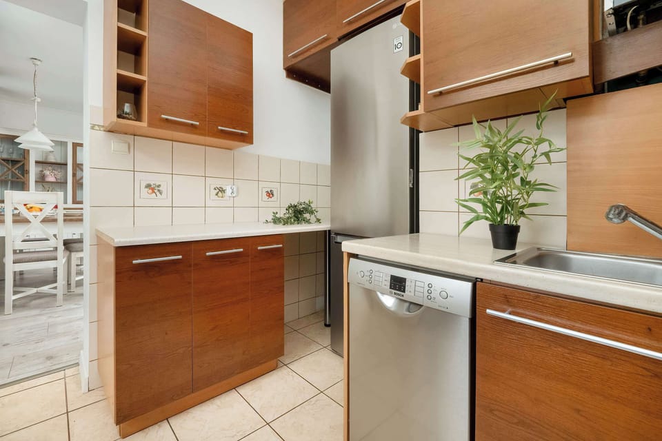 Kitchen with plenty of kitchen utensils and dishes. 