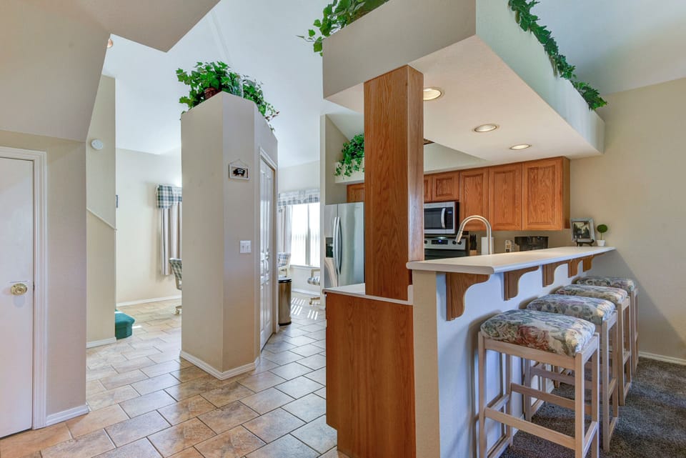 Kitchen Tile Floor and bar area 
